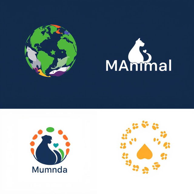 Design three unique logos for a veterinary clinic called 'Mundo Animal'