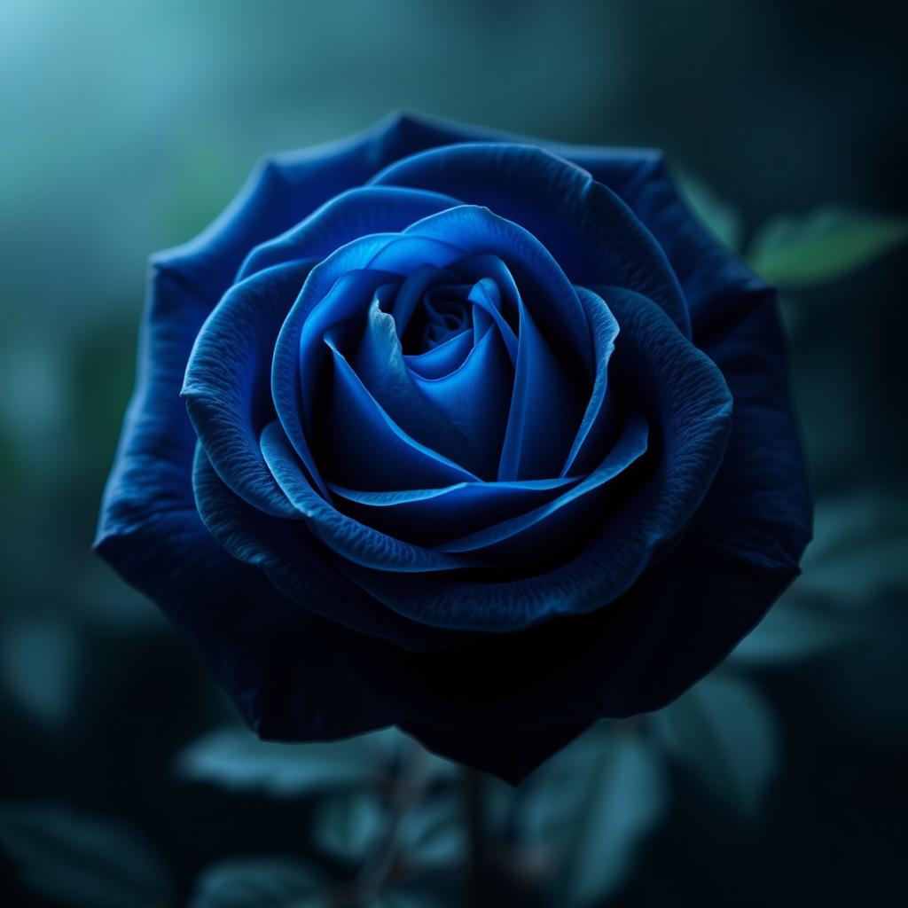A beautiful rose depicted in a stunning blend of blue and black colors