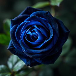 A beautiful rose depicted in a stunning blend of blue and black colors
