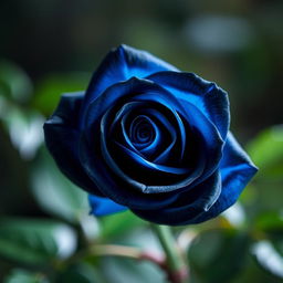 A beautiful rose depicted in a stunning blend of blue and black colors
