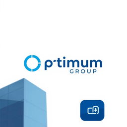 A unique and minimalist logo design for 'Optimum Group' that successfully conveys its diverse business operations, including IT, real estate, construction, publication, and e-commerce