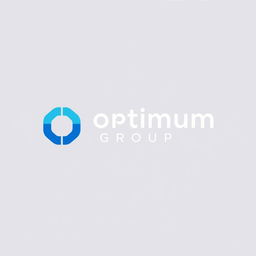 A unique and minimalist logo design for 'Optimum Group' that successfully conveys its diverse business operations, including IT, real estate, construction, publication, and e-commerce