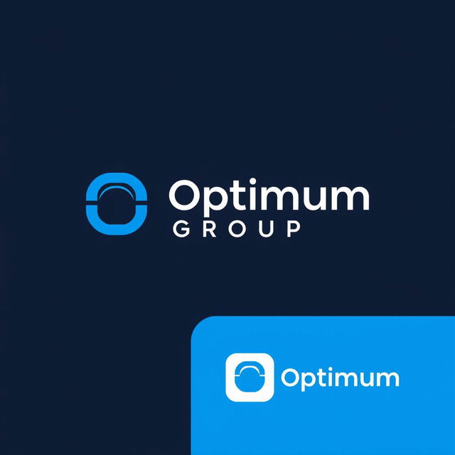 Design a unique and minimalist logo for "Optimum Group" that incorporates the blue color prominently