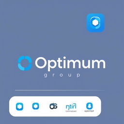 A unique and minimalist logo design for "Optimum Group" with the name "Optimum" prominently featured, allowing for standalone usage