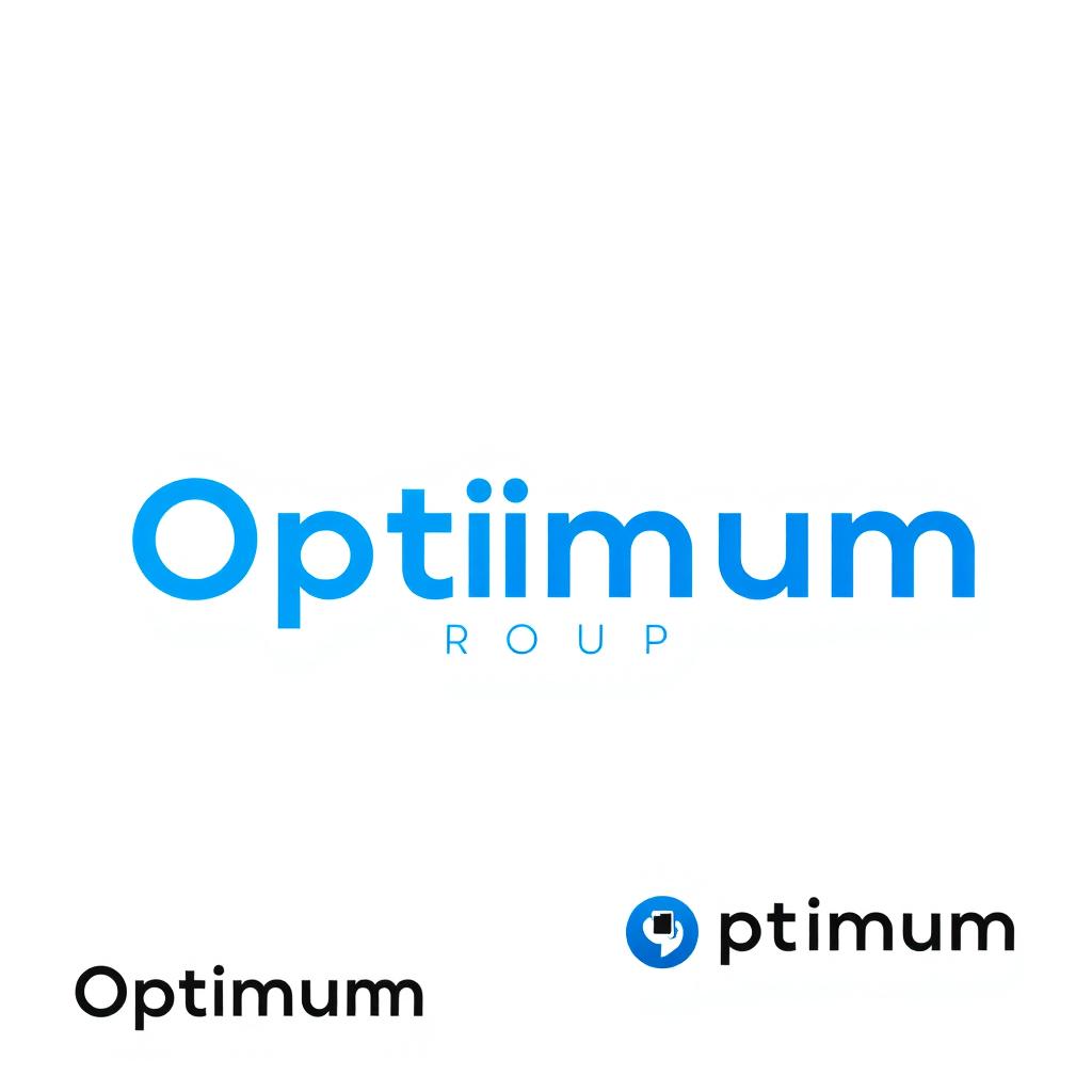 A unique and minimalist logo design for "Optimum Group" with the name "Optimum" prominently featured, allowing for standalone usage