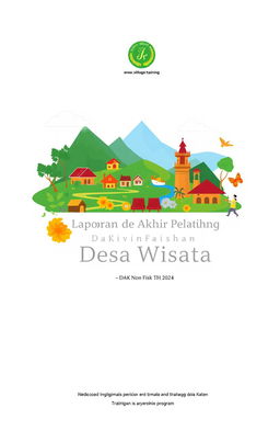 A professional and polished report cover page for a training program titled 'Laporan Akhir Pelatihan Desa Wisata - DAK Non Fisik Th