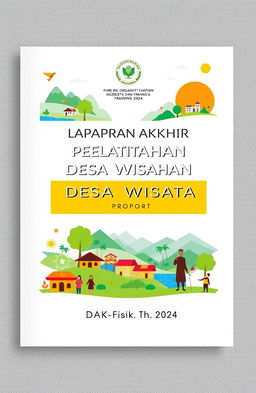 A professional and polished report cover page for a training program titled 'Laporan Akhir Pelatihan Desa Wisata - DAK Non Fisik Th