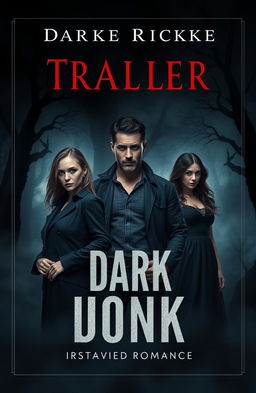 A dark and atmospheric book cover design for a mystery thriller that beautifully blends suspense and dark romance