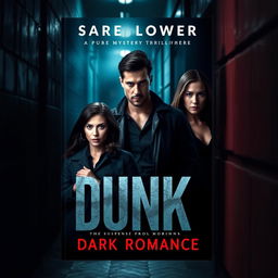 A striking book cover for a pure mystery thriller that merges suspense and dark romance