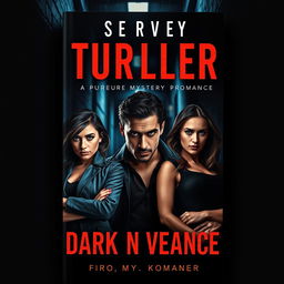 A striking book cover for a pure mystery thriller that merges suspense and dark romance