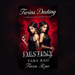 A captivating book cover for a mystery thriller titled 'Twins Destiny' by Tara Rao
