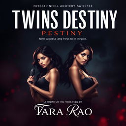 A captivating book cover for a mystery thriller titled 'Twins Destiny' by Tara Rao