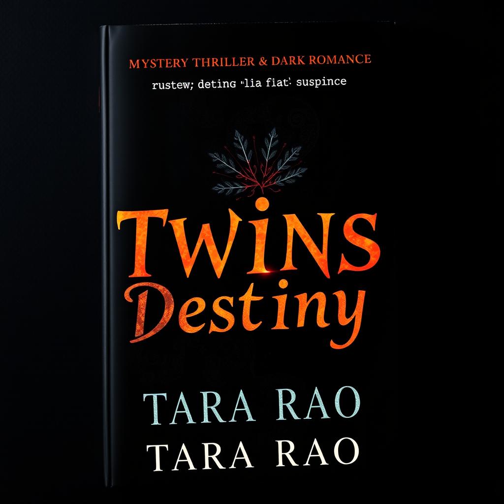 A book cover for 'Twins Destiny' by Tara Rao, featuring a dark and alluring design that embodies mystery thriller and dark romance