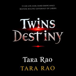 A book cover for 'Twins Destiny' by Tara Rao, featuring a dark and alluring design that embodies mystery thriller and dark romance