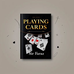 A captivating book cover design for the title "Playing Cards" by Sir Faraz, published in 2025