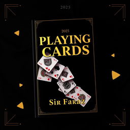 A captivating book cover design for the title "Playing Cards" by Sir Faraz, published in 2025