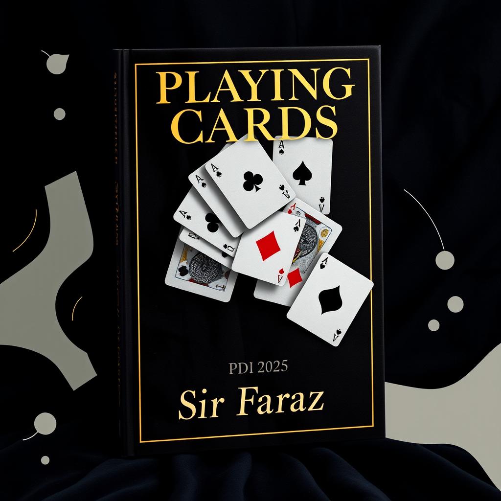 A captivating book cover design for the title "Playing Cards" by Sir Faraz, published in 2025