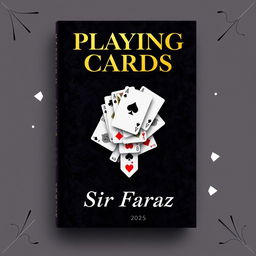 A captivating book cover design for the title "Playing Cards" by Sir Faraz, published in 2025