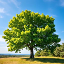 A majestic Anna tree with lush green foliage, standing tall in a serene landscape