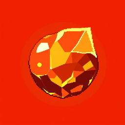 A pixel art representation of a Fire Stone from Pokémon, designed in a 32x32 pixel format