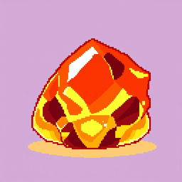 A pixel art representation of a Fire Stone from Pokémon, designed in a 32x32 pixel format