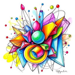 A vibrant and captivating drawing that showcases the 7 elements of art: line, shape, form, space, color, value, and texture