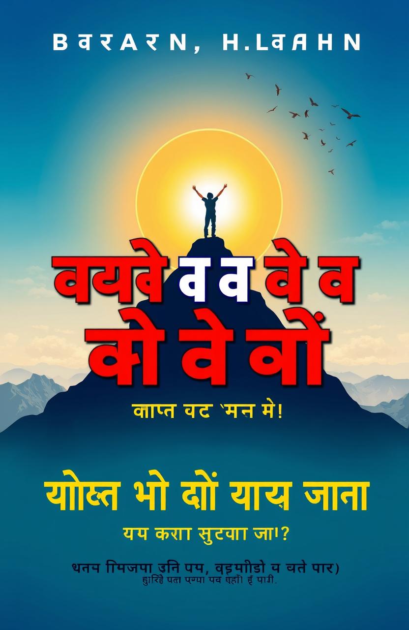 A captivating cover design for a motivational book titled 'અનુભવ મુશ્કેલી ઓ નો પરાજય' (The Defeat of Difficult Experiences)