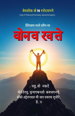 A captivating cover design for a motivational book titled 'અનુભવ મુશ્કેલી ઓ નો પરાજય' (The Defeat of Difficult Experiences)