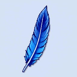 A pixel art representation of a feather, specifically designed in a 32x32 pixel format, capturing the classic retro style of Tibia