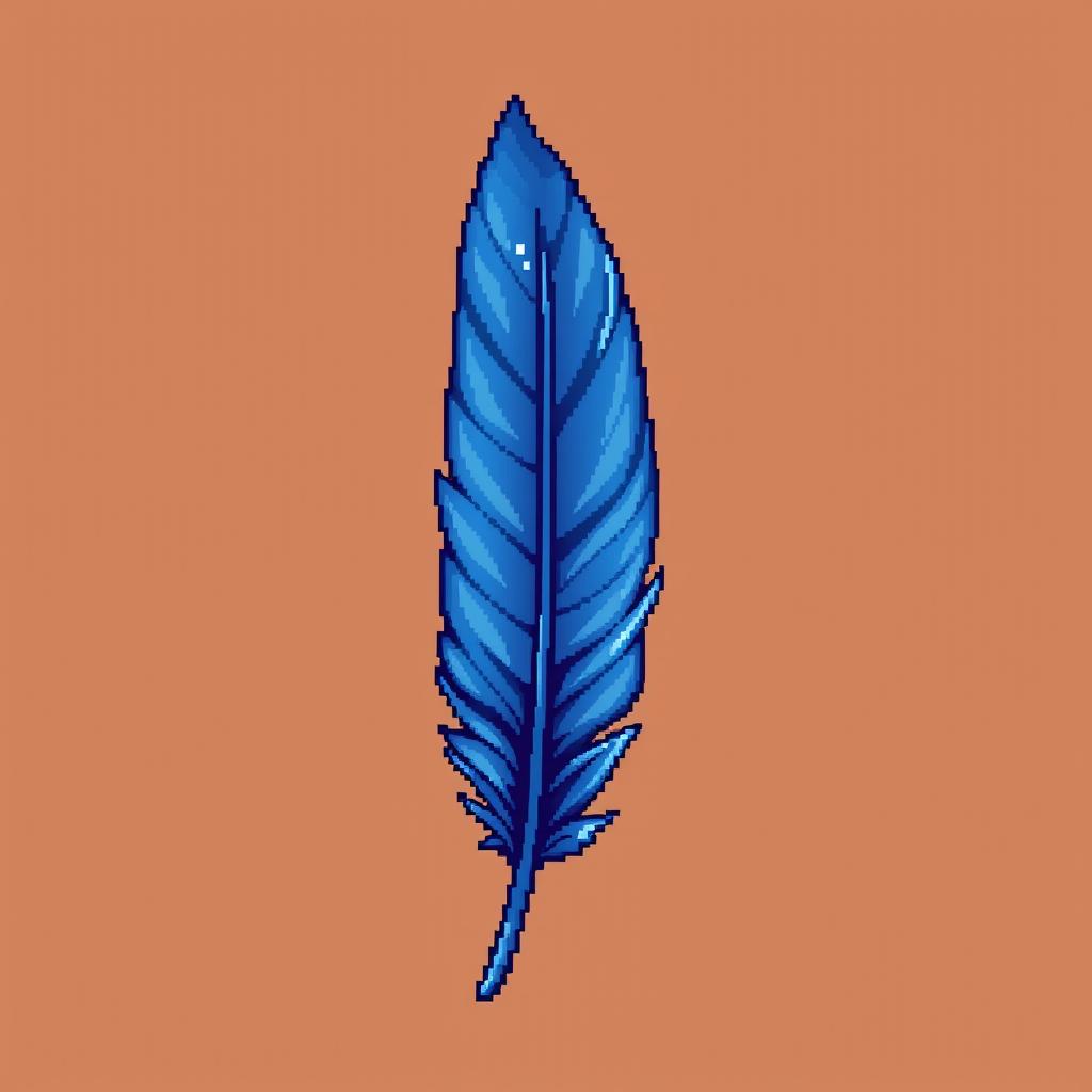 A pixel art representation of a feather, specifically designed in a 32x32 pixel format, capturing the classic retro style of Tibia