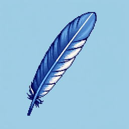 A pixel art representation of a feather, specifically designed in a 32x32 pixel format, capturing the classic retro style of Tibia