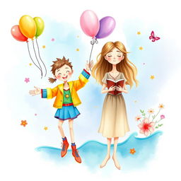 A whimsical and colorful illustration depicting the personalities of ENFP and INFP in a creative way
