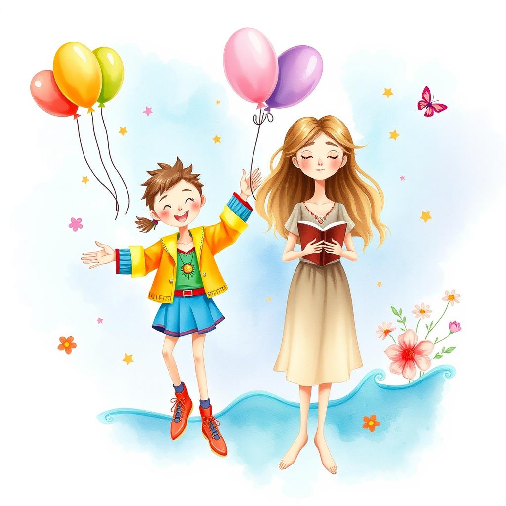 A whimsical and colorful illustration depicting the personalities of ENFP and INFP in a creative way