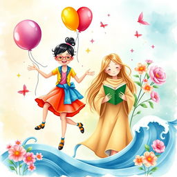 A whimsical and colorful illustration depicting the personalities of ENFP and INFP in a creative way