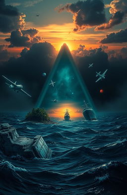 A captivating artistic representation of the Bermuda Triangle, showcasing its enigmatic allure