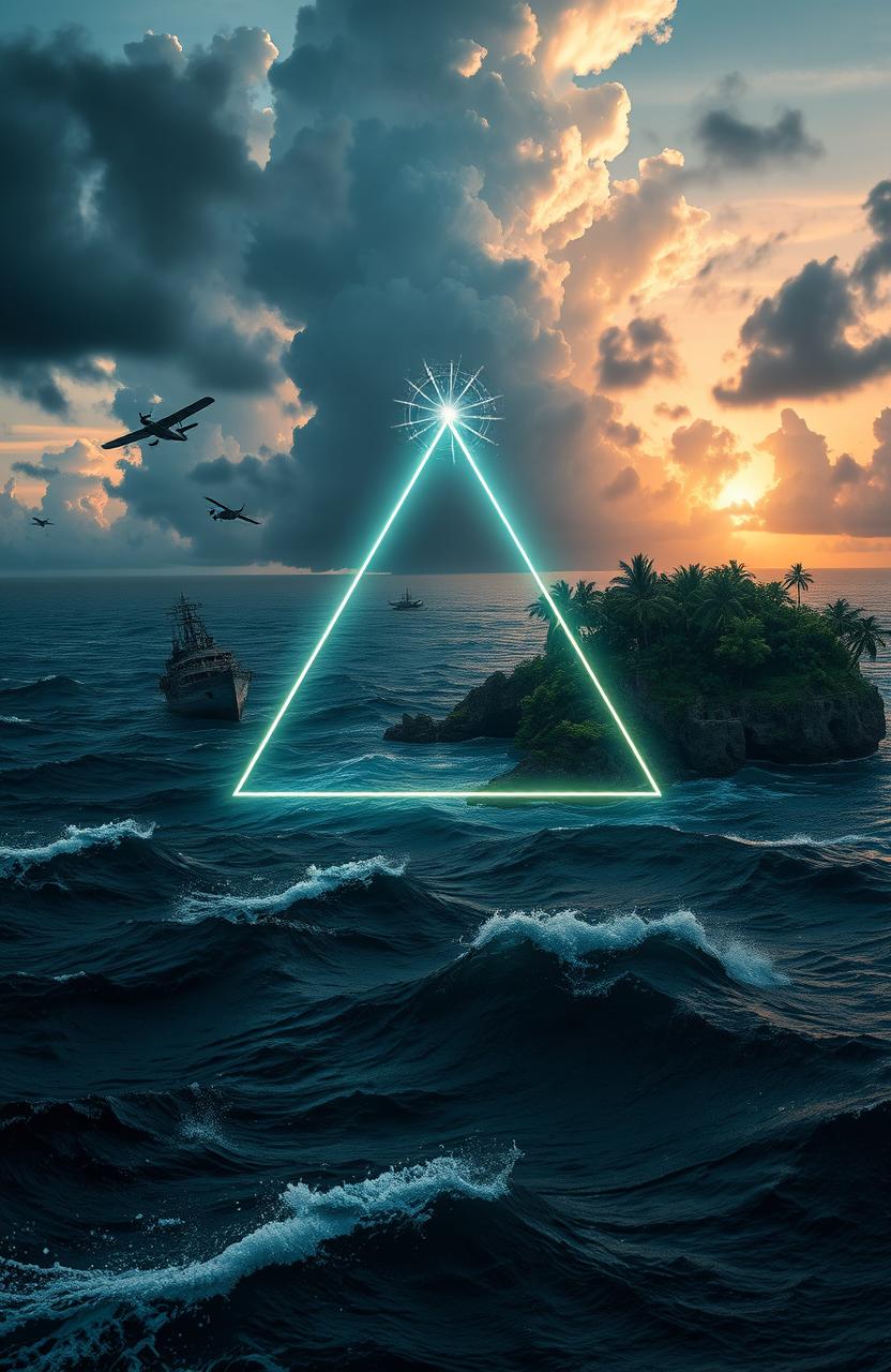 A captivating artistic representation of the Bermuda Triangle, showcasing its enigmatic allure