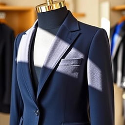 A stylish, well-tailored blazer displayed on a mannequins, showcasing its elegant design