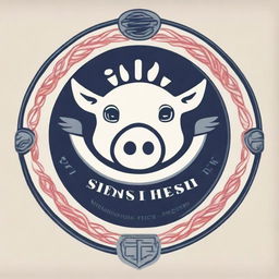 A superior quality crest design that incorporates the previously described futuristic pig head