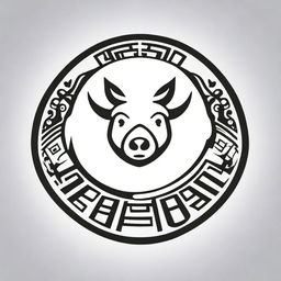 A superior quality crest design that incorporates the previously described futuristic pig head