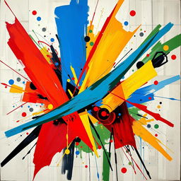 A stunning abstract representation of modern art, featuring bold splashes of color in a chaotic yet harmonious arrangement