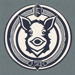 A high-quality crest design incorporating the previously described futuristic pig head