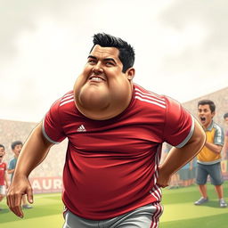 A humorous depiction of Cristiano Ronaldo looking much heavier than usual, featuring a noticeable double chin