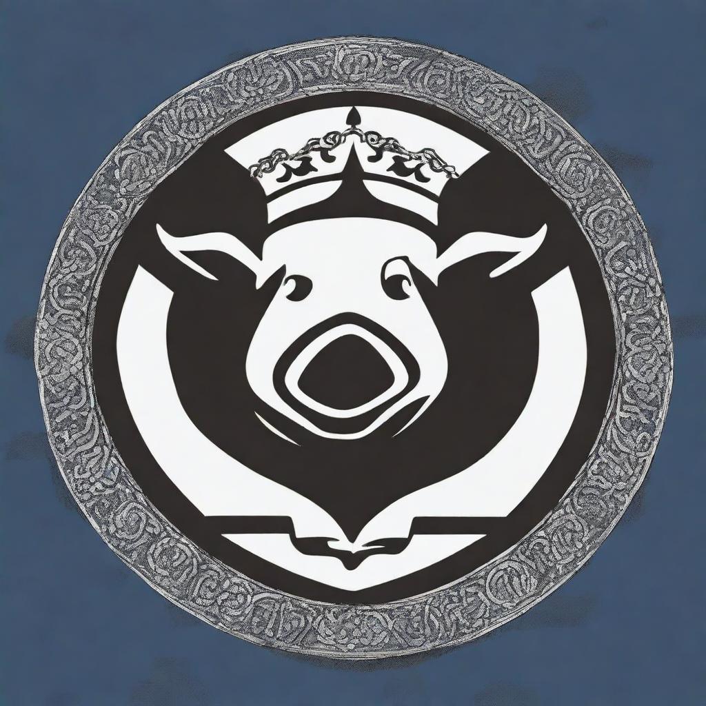 A high-quality crest design incorporating the previously described futuristic pig head