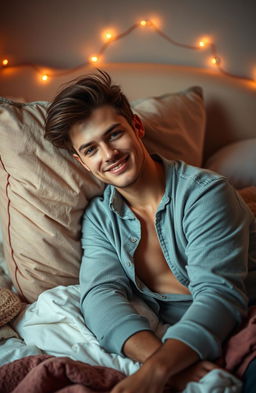 A romantic and intimate scene featuring Louis Tomlinson, depicted in a charming and sultry light, embodying a 'Daddy' persona