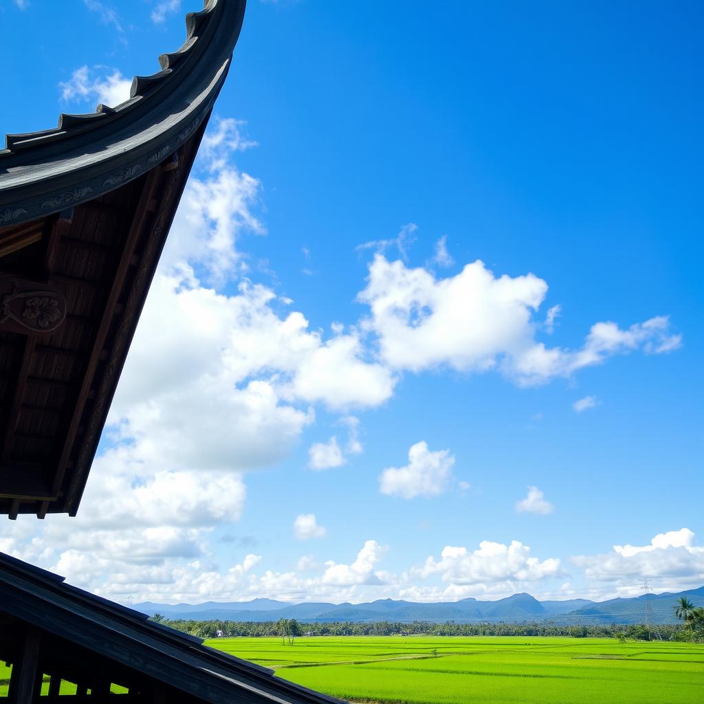 A traditional limasan roof, showcasing the unique architecture of Indonesian vernacular buildings