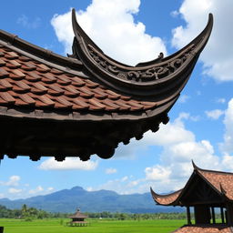 A traditional limasan roof, showcasing the unique architecture of Indonesian vernacular buildings