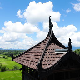 A traditional limasan roof, showcasing the unique architecture of Indonesian vernacular buildings