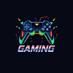 An energetic and modern gaming logo featuring a stylized game controller intertwined with futuristic elements