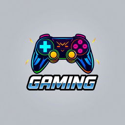 An energetic and modern gaming logo featuring a stylized game controller intertwined with futuristic elements