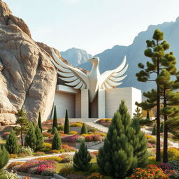 The tomb of an Iranian-Islamic hero, located amidst the serene mountains, featuring dimensions of 15 meters in width and 20 meters in depth